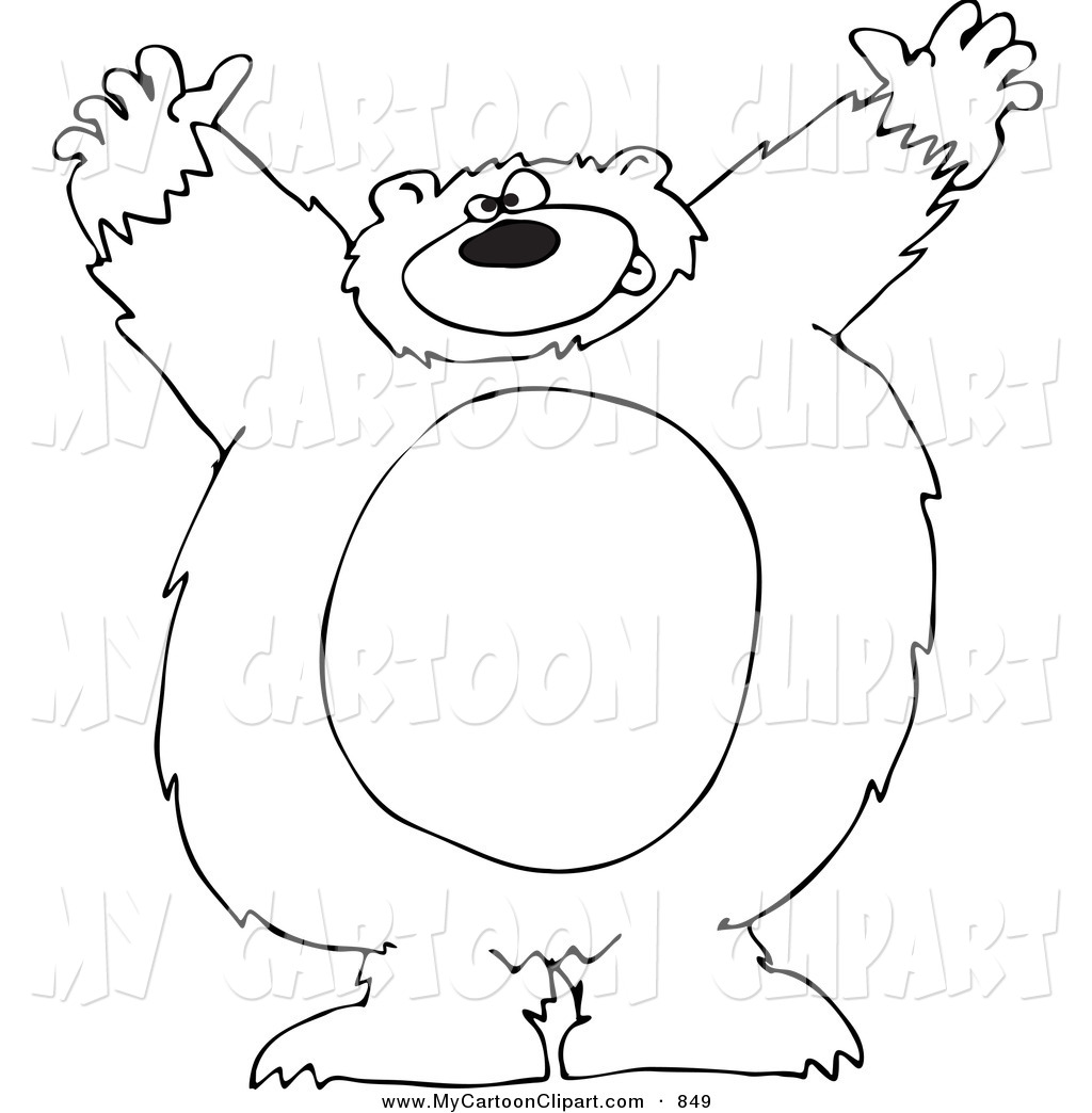 Outline Of A Silly Black And White Big Bear Black And White Outline Of