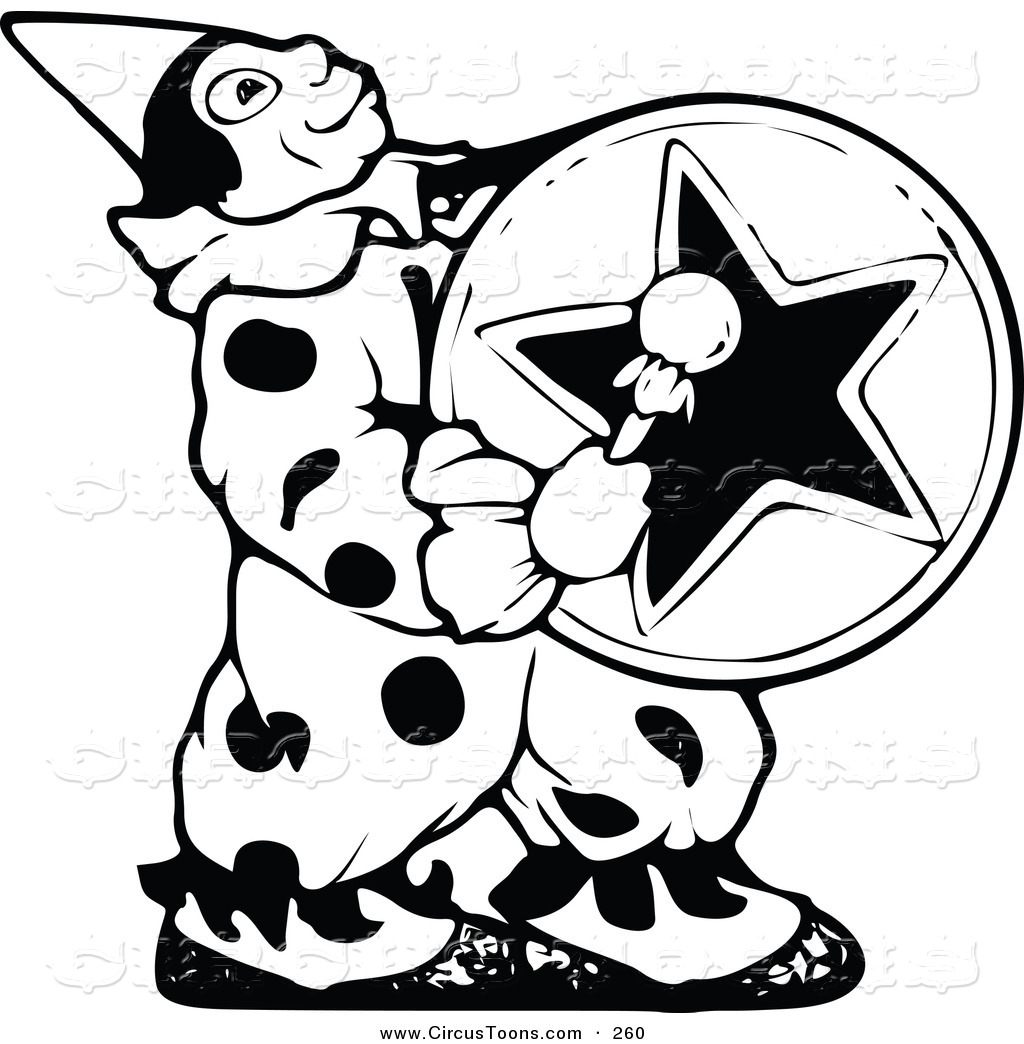 Preview  Circus Clipart Of A Vintage Black And White Circus Clown