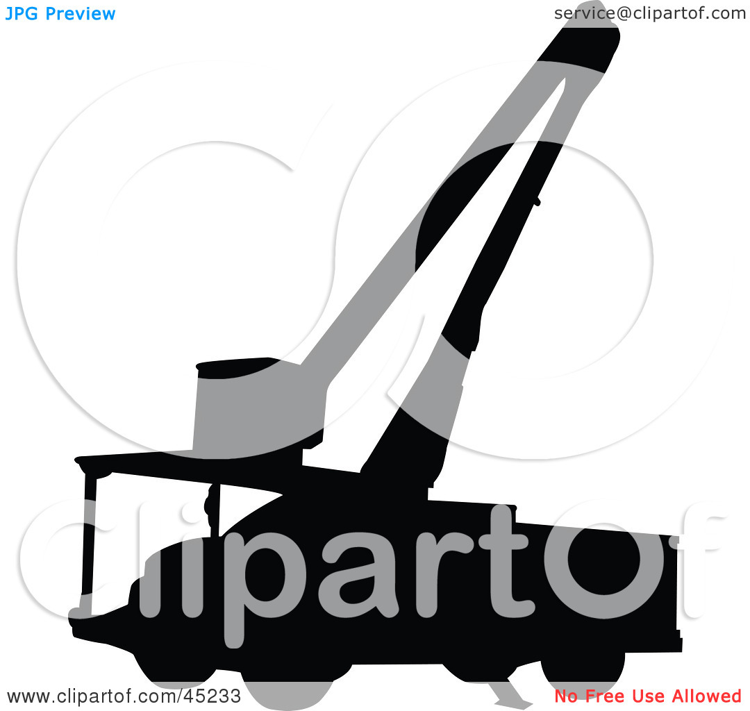 Rf  Clipart Illustration Of A Profiled Black Utility Truck Silhouette