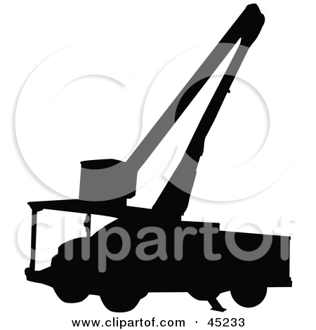 Rf  Clipart Illustration Of A Profiled Black Utility Truck Silhouette