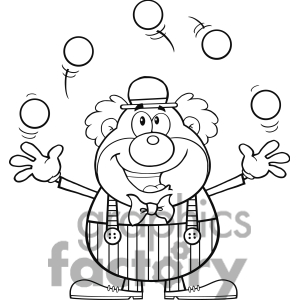Royalty Free Rf Clipart Illustration Black And White Funny Clown