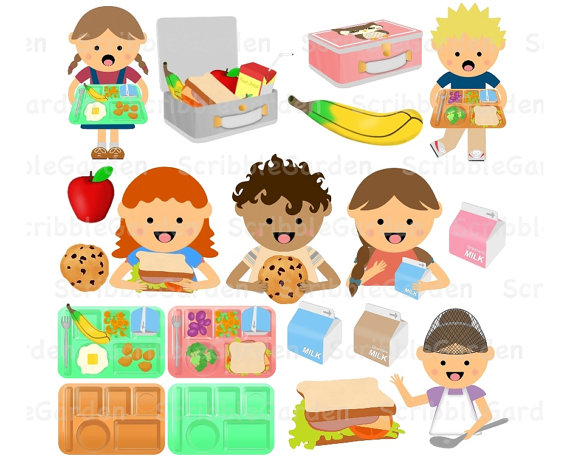 School Lunch Time Cafeteria Digital Clipart By Scribblegarden