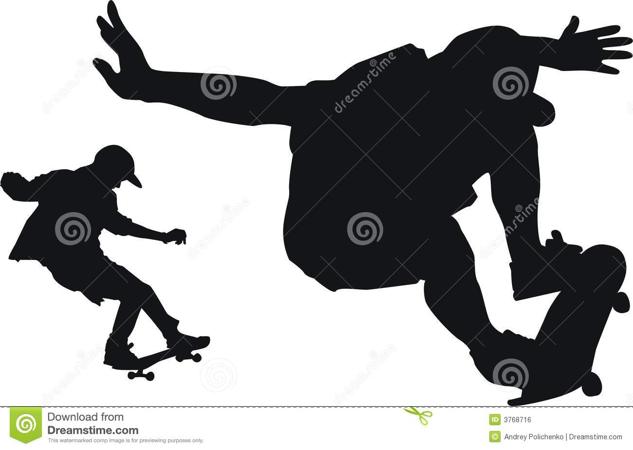Skateboard Clipart Black And White It Is Black White Silhouettes