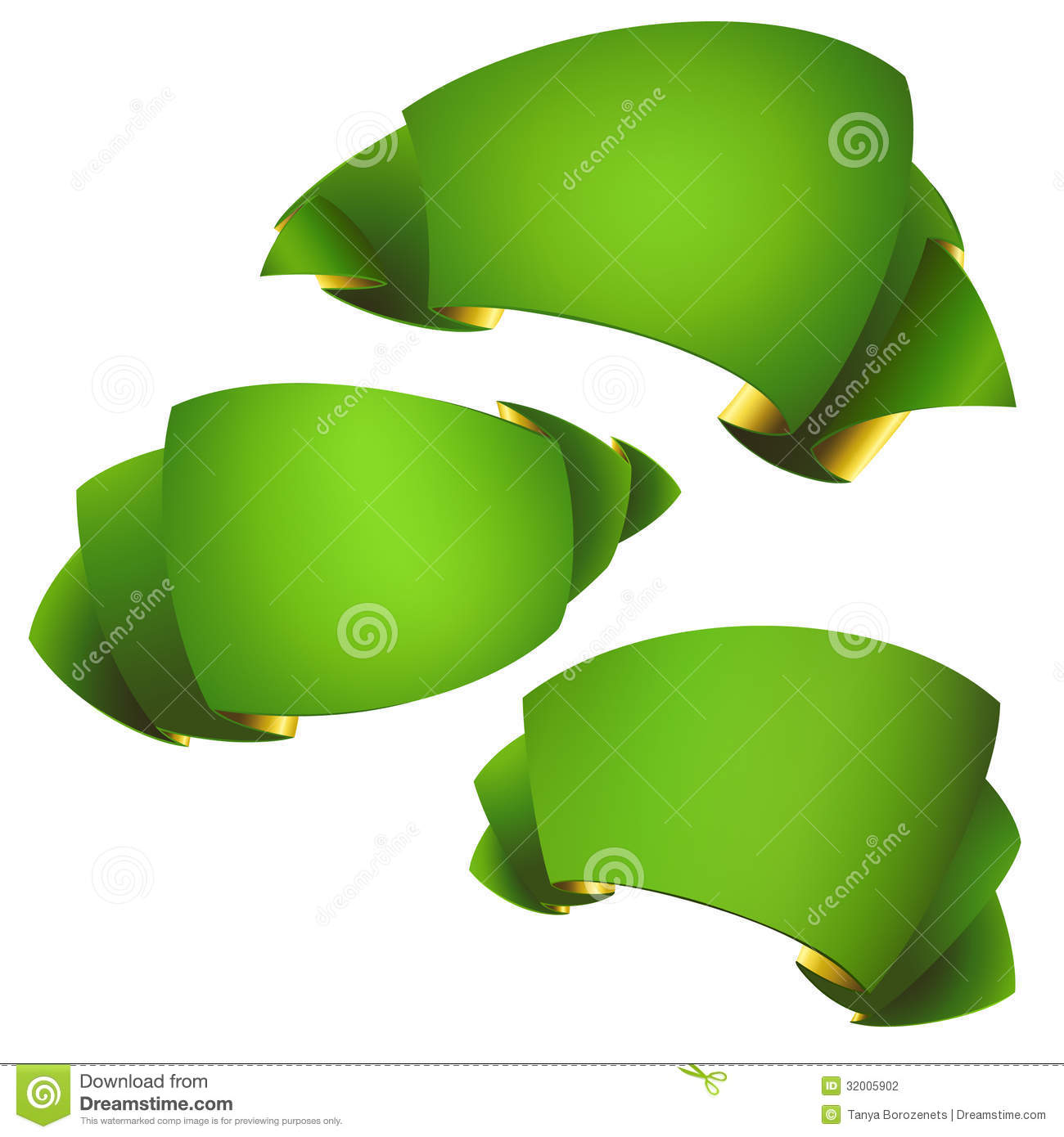 Stock Photography  Green Ribbon Banners Clipart