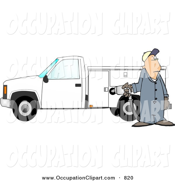     White Man Pumping Gas Into A Commercial Utility Truck By Djart    820