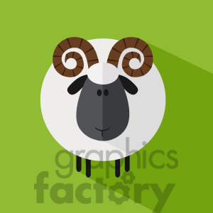 8238 Royalty Free Rf Clipart Illustration Cute Ram Sheep Modern Flat