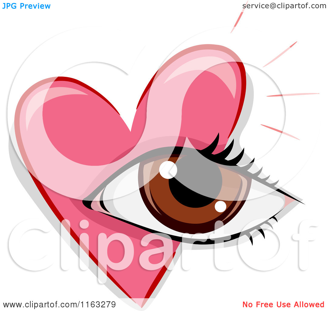 Cartoon Of A Pink Heart And Eye   Royalty Free Vector Clipart By Bnp