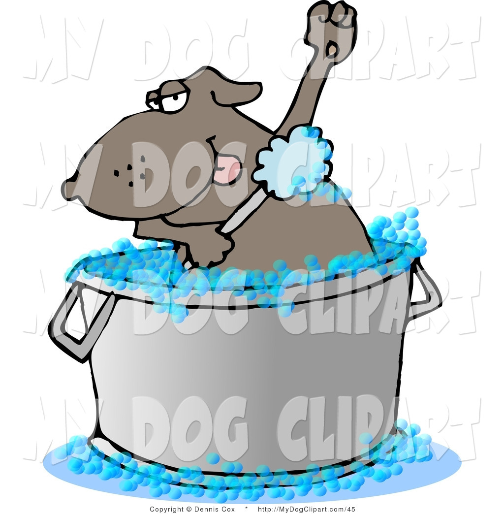 Clip Art Of A Brown Dog In A Wash Tub By Djart    45