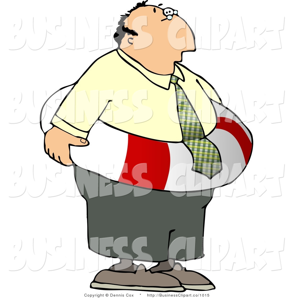 Clip Art Of A Prepared Businessman Wearing A Life Ring