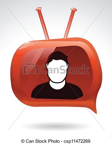 Clip Art Vector Of Your Tube Channel   Person Has A Voice Through His    