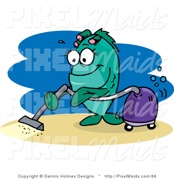 Clipart Of A Green Female Fish Vacuuming The Ocean Floor By Dennis