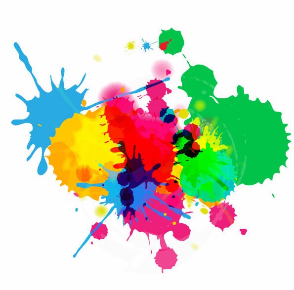 Colorful Bright Ink Splashes On White Background   Free Vector
