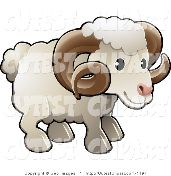 Cute Ram Sheep Farm Animal Vector Illustration Stock Clipart