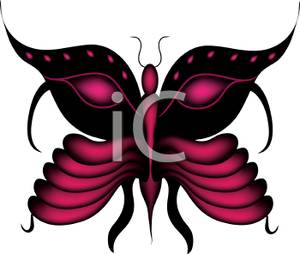 Deep Pink Butterfly With An Eye Pattern On Its Wings Clipart Image