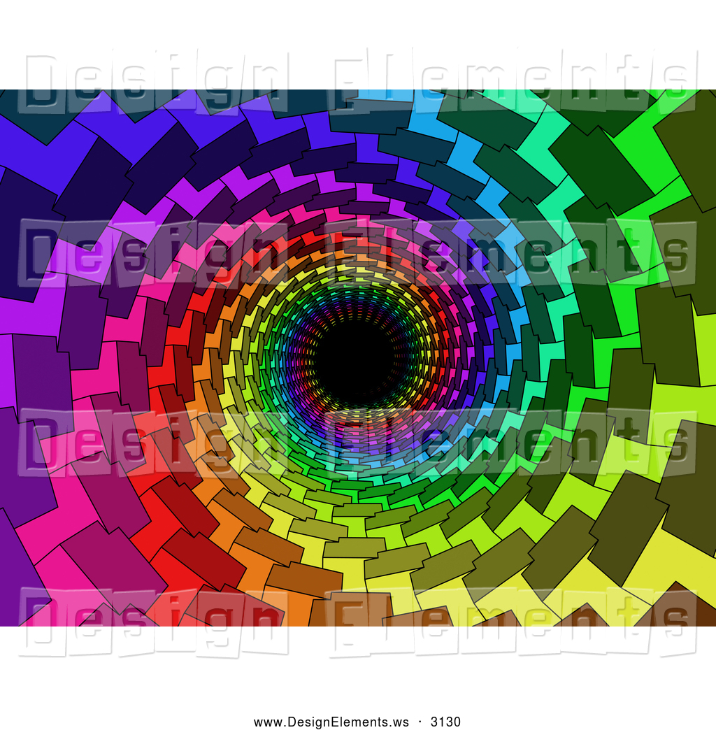 Design Element Clipart Of A Bright Swirling Cubic Vortex Spinning Down    