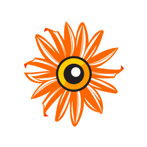 Flower Clipart   Pink Sun Flower With A Cute Eye With Black Background