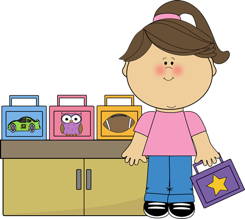 Girl Lunch Box Monitor Clip Art Image   Girl With A Lunch Box Standing