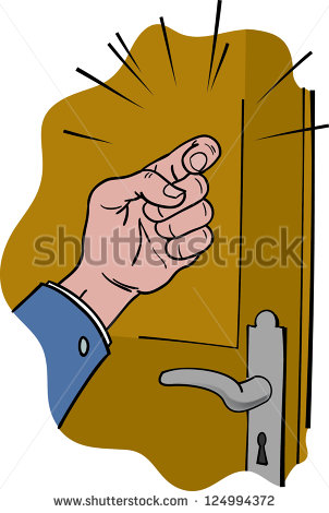 Hand Knocking On Wooden Doors