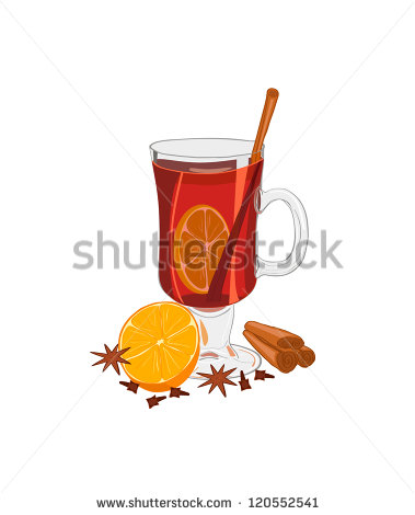 Hot Mulled Wine With Oranges Anise Cloves And Cinnamon  Isolated On