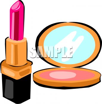 Picture Of A Tube Of Lipstick And A Makeup Compact In A Vector Clip    