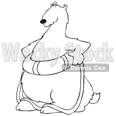 Poar Bear Wearing A Life Preserver Buoy   Royalty Free Vector Clipart