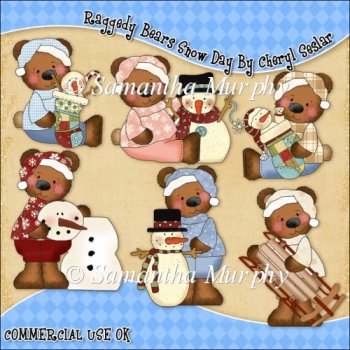 Raggedy Bears Snow Day Clip Art Download With 6 Graphic Designs