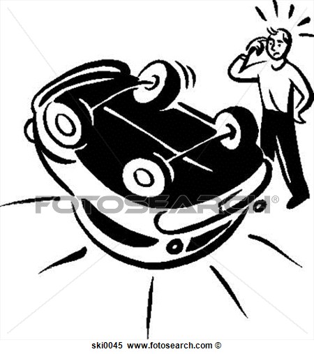 Stock Illustration   Car Accident B W  Fotosearch   Search Clipart