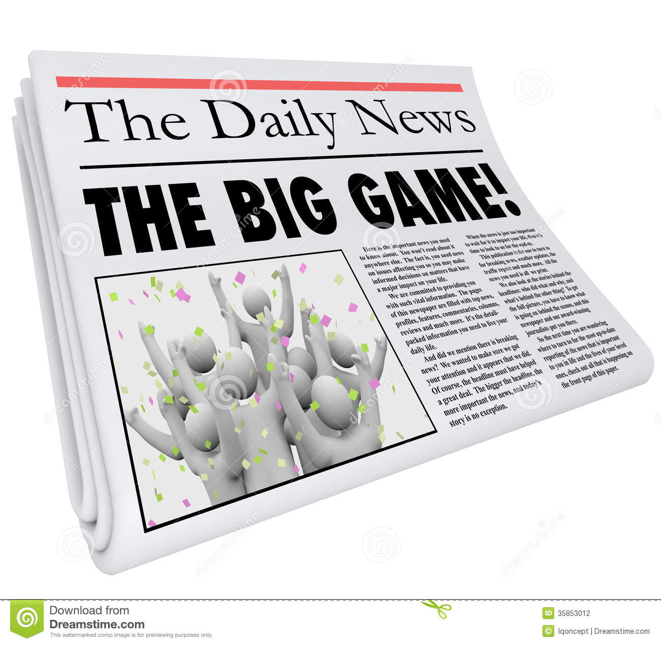 The Big Game Newspaper Headline Sports News Update Stock Photography