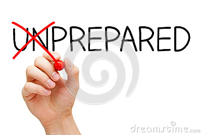     The Word Unprepared Into Prepared With Red Marker Isolated On White