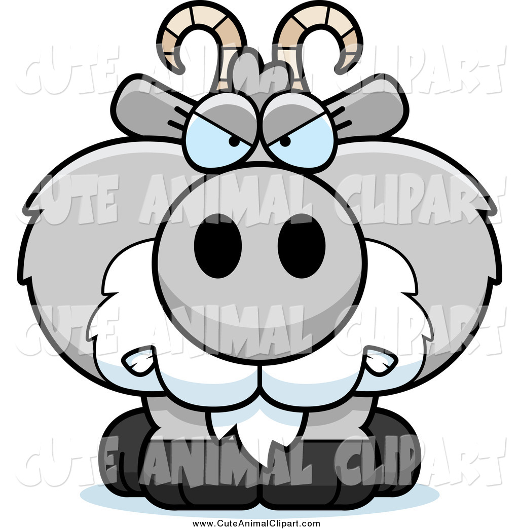 Vector Cartoon Clip Art Of A Mad Gray Goat Ram By Cory Thoman    2317