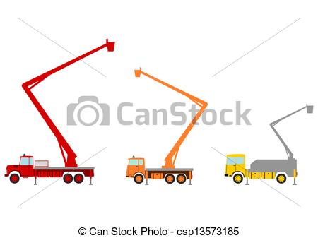 Vector Of Bucket Truck   Bucket Truck While Working On A White    