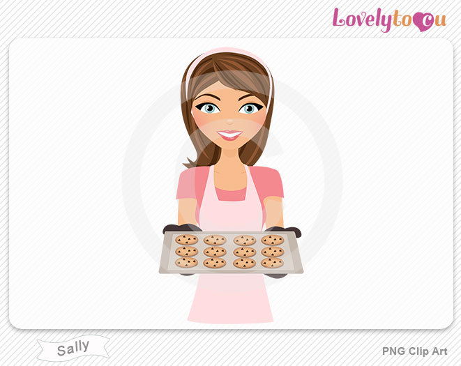 Woman Baking Clipart Chocolate Chip Cookies Digital By Lovelytocu