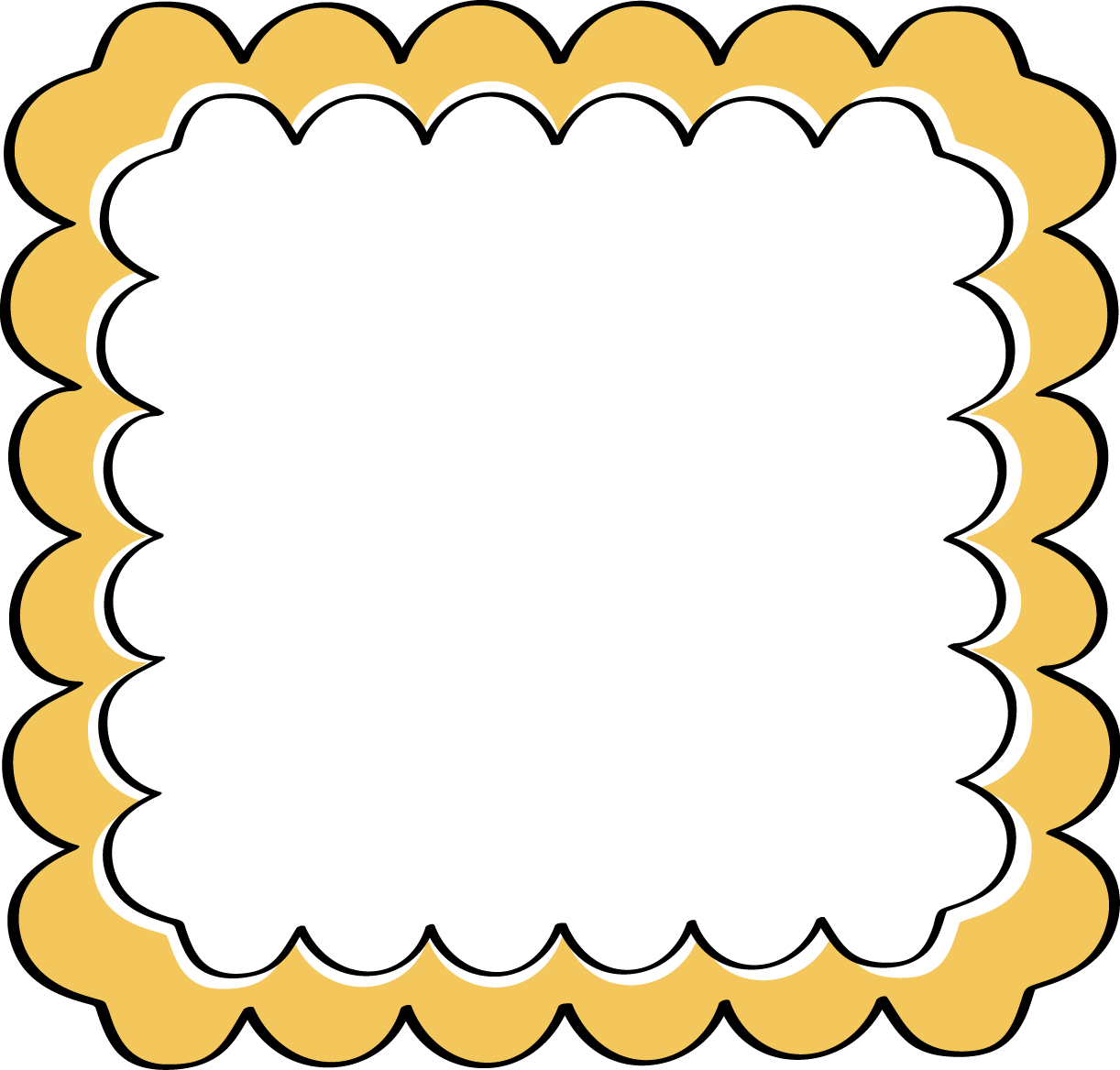 Yellow Scalloped Frame   Yellow And Black Scalloped Frame With An