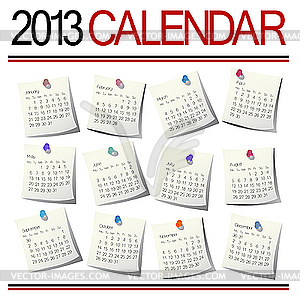2013 Calendar   Vector Clipart