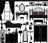 Bedroom Home Interior Design Set   Clipart Graphic