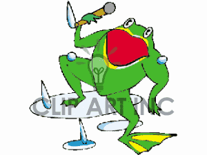 Cartoon Frog Singing And Dancing In The Rain