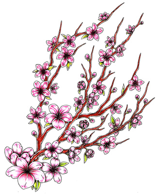     Cherry Blossom Flowers Tattoo Clipart   Just Free Image Download