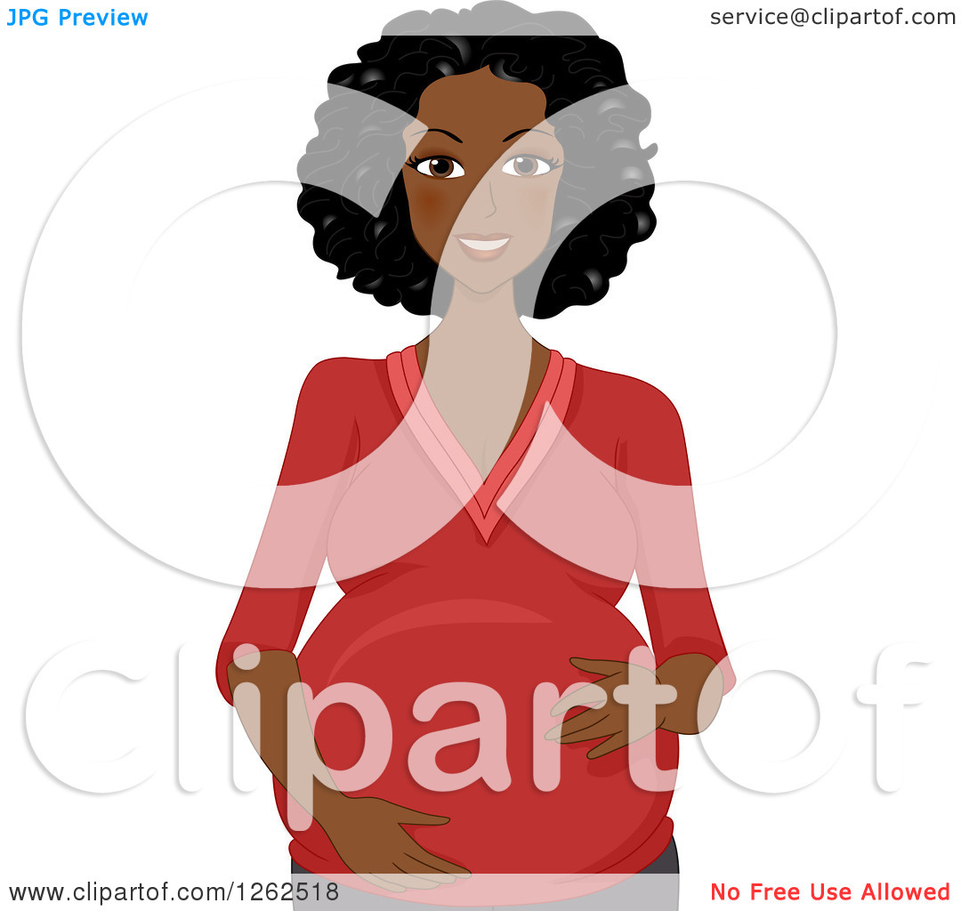 Clipart Of A Happy Black Pregnant Woman Holding Her Belly   Royalty    