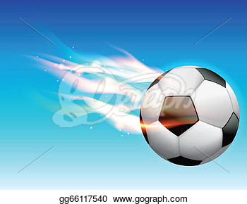 Drawing   A Flaming Soccer Ball Flying In The Sky  Vector Eps 10    