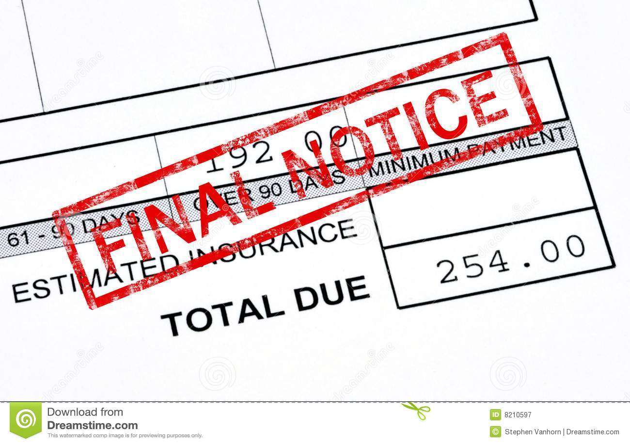 Final Notice Royalty Free Stock Photography   Image  8210597
