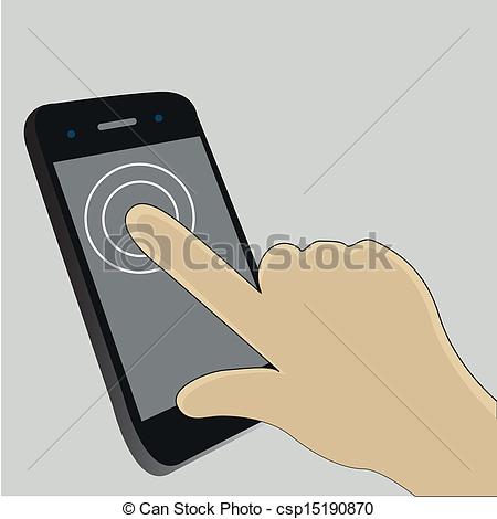 Finger Touch The Screen To Start An App Csp15190870   Search Clipart    