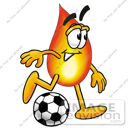     Graphic Of A Fire Cartoon Character Kicking A Soccer Ball By Toons4biz