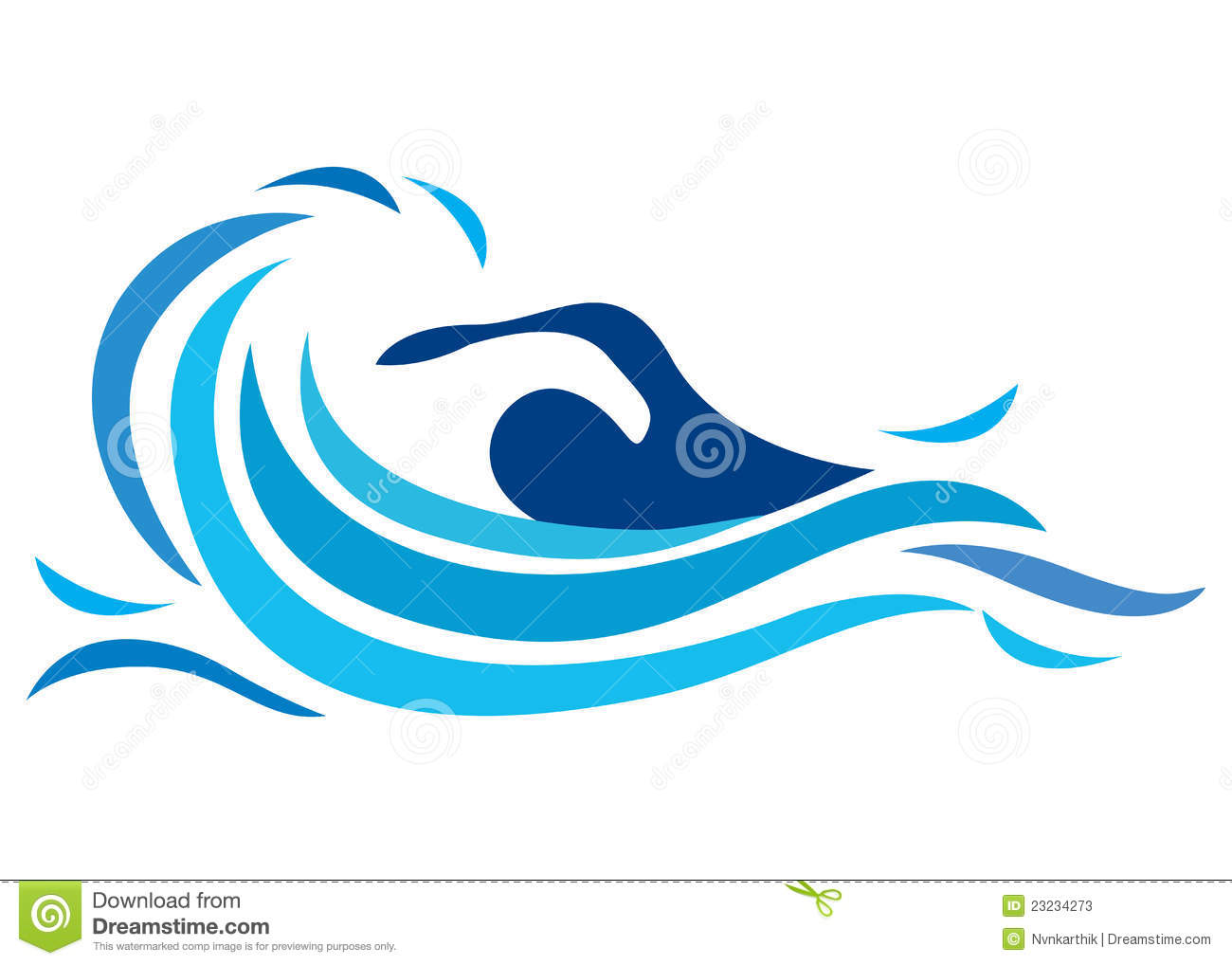 Illustration Of Swimming Logo Design Isolated On White Background