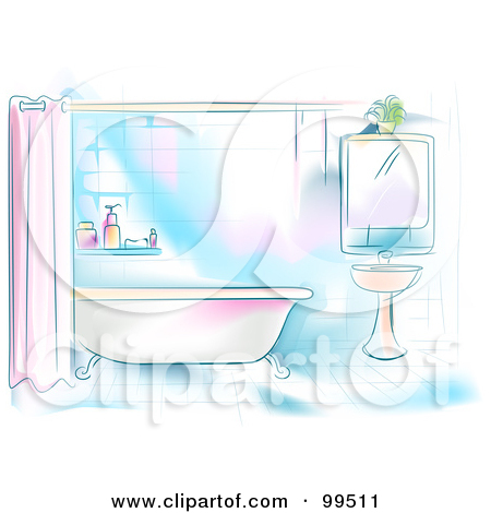 Porcelain Bathroom Sink With Two Faucets Clipart Illustration