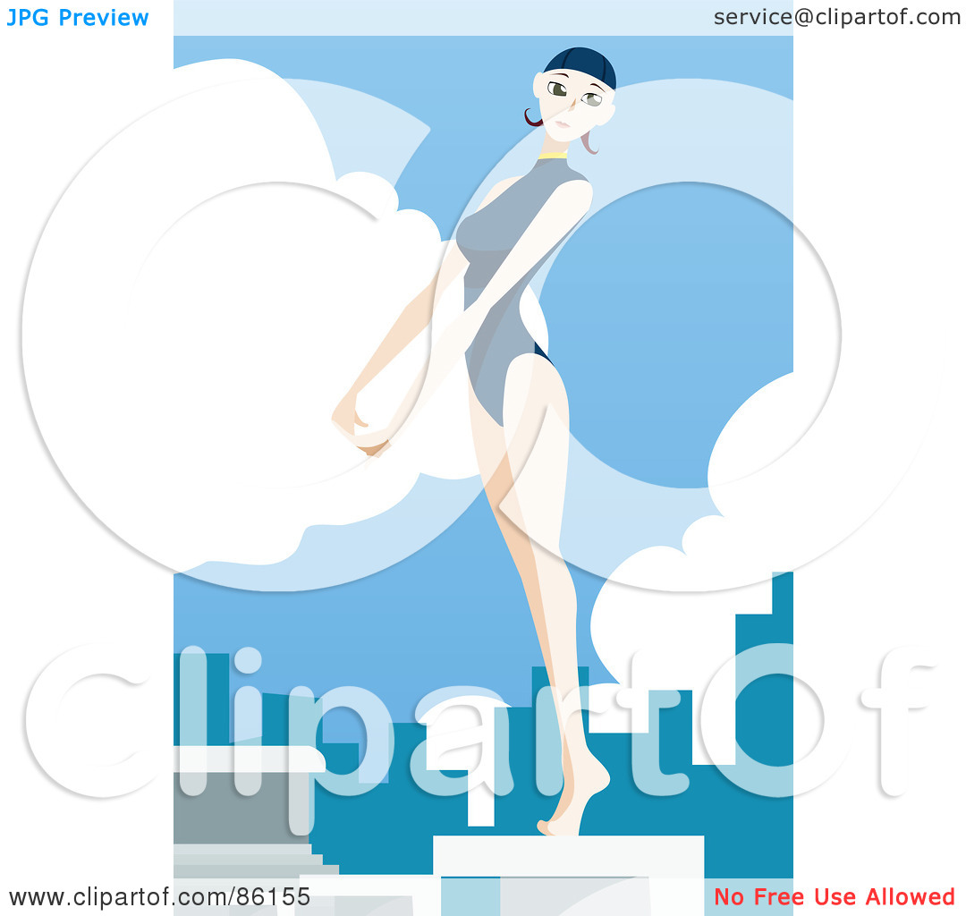 Royalty Free  Rf  Clipart Illustration Of A Female Swimmer Standing On