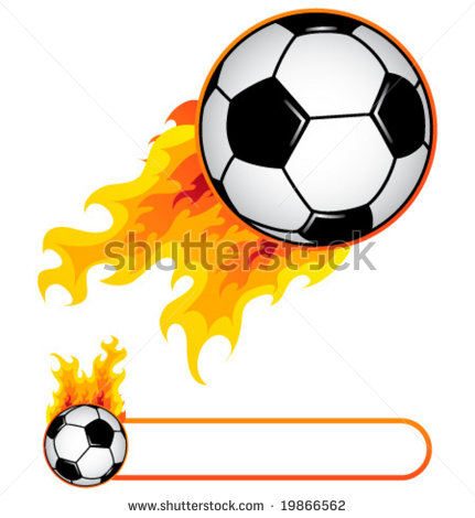 Soccer Ball In Flame And Soccer Flame Banner    Stock Vector