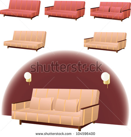 Sofa Clipart Interior Design In Pink Or Cream Colors Stock Vector