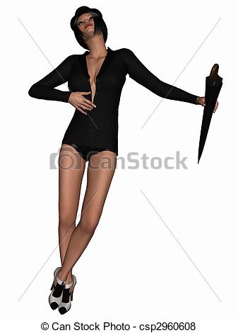 Stock Illustration Of Singing In The Rain   Beauty With Umbrella   3d