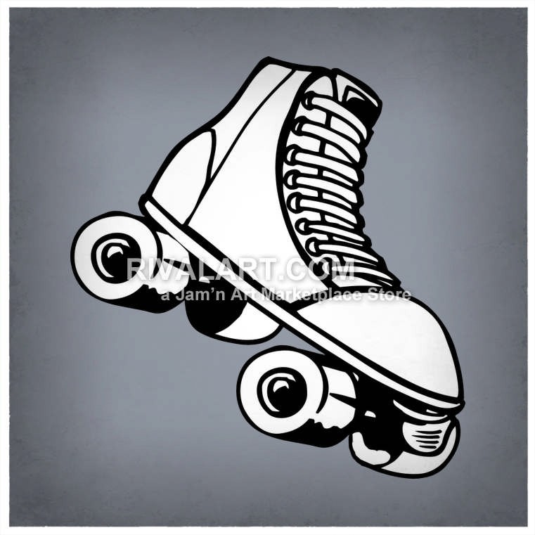 Vector Clipart Of Roller Skating Skates Black White Graphic