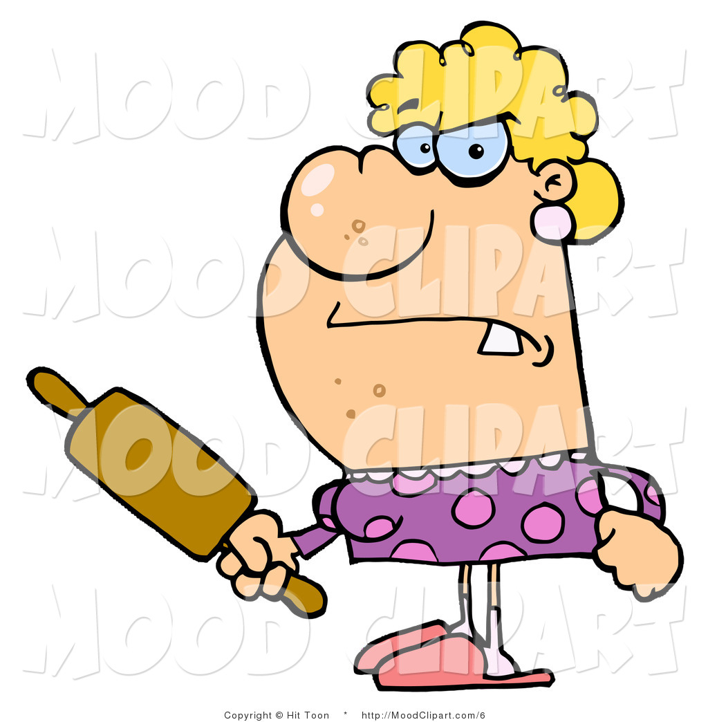 Vector Mood Clip Art Of A Mad Wife Holding A Rolling Pin By Hit Toon    